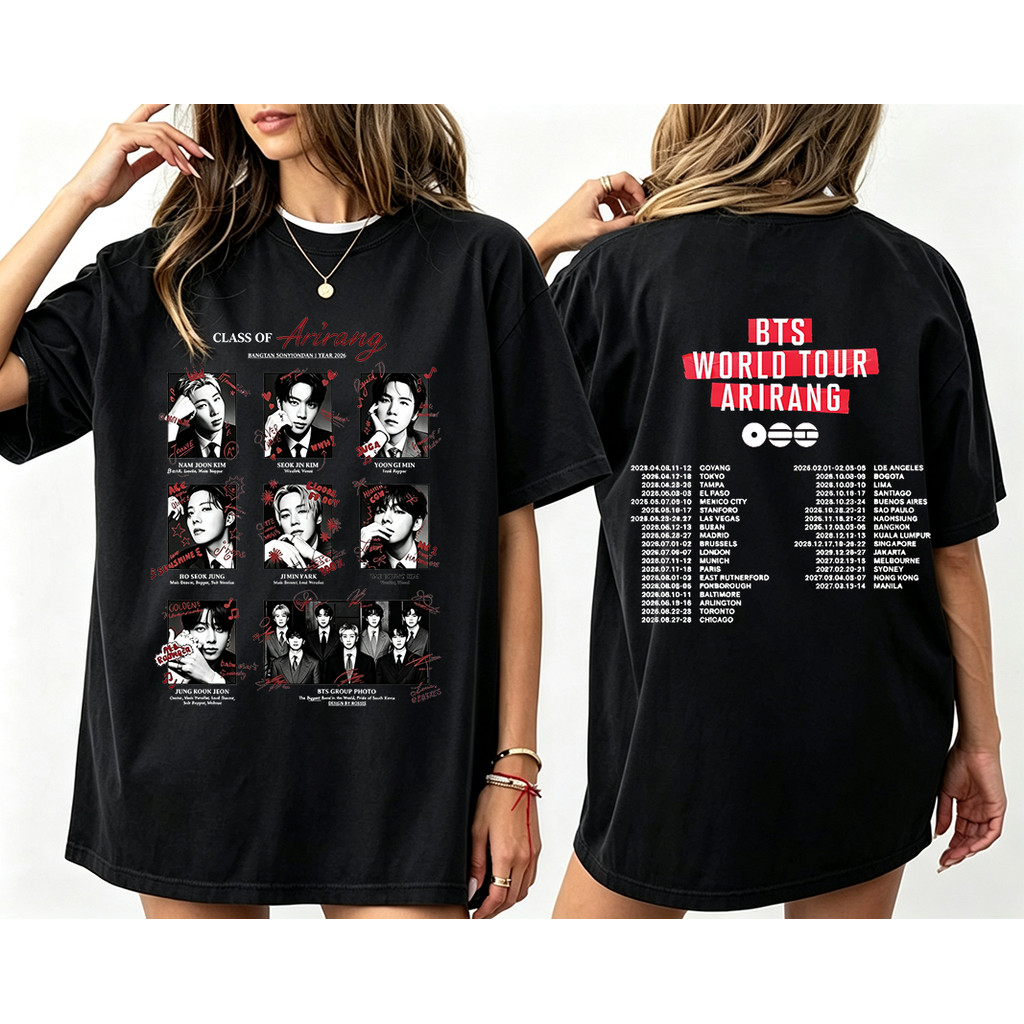 Camiseta Masculina Feminina Ozversized Estampa BTS World Tour T-shirt Streetwear, Algodão, Retro, Digital Print