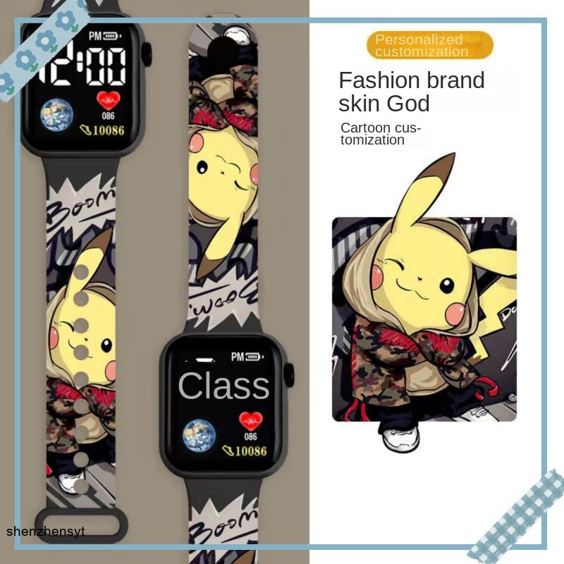 Relógio Digital Caixa De Silicone Led Com Tempo/Datate TPU Print Band For Children pikachu