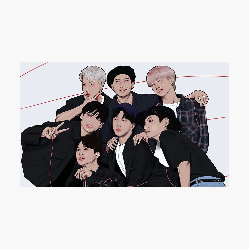 ARTE digital fanart print kpop BANGTAN BOYS - OT7 linha do destino