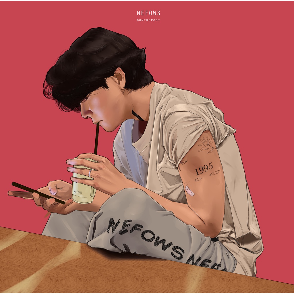 ARTE digital kpop print Bangtan Sonyeondan KIM TAEHYUNG - V com tatuagens