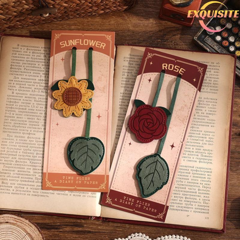[EL-t] Marcador Floral De Couro Sintético Com Corda Artesanal , Pingente De Bolsa Multiuso Para Amantes De Livros , Pres