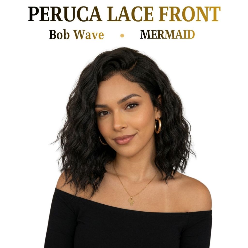 Lace Front Curta Ondulada Bio Orgânica: Cabelo Cacheado com Brilho Natural Mermaid
