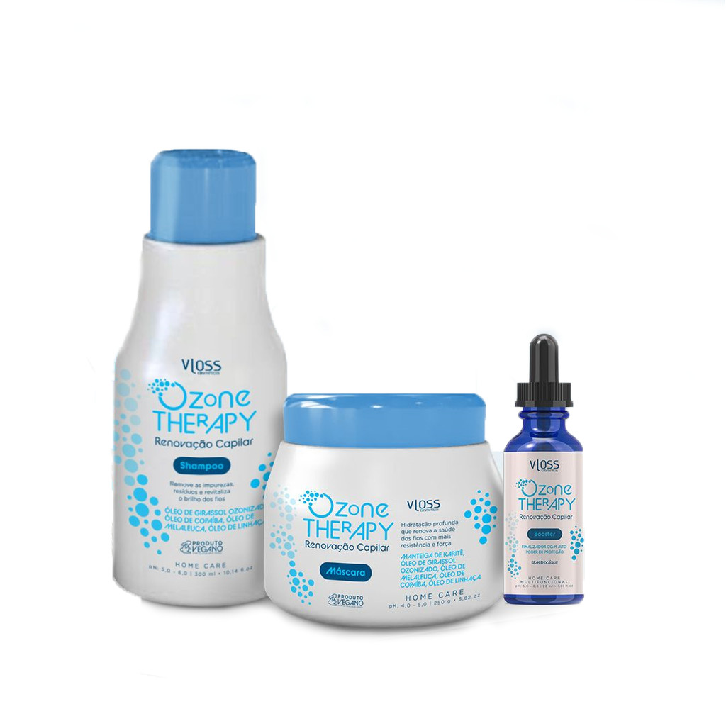 Vloss Kit Ozone Therapy  Óleo ozonizado 3x1 Linha Manutenão=