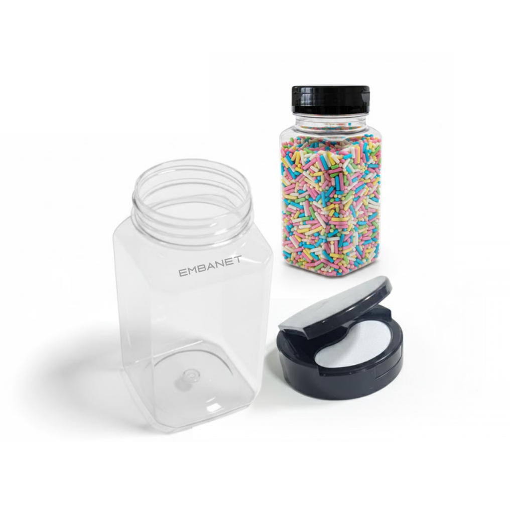 Pota Sal Grosso Parrilha Tampa Flip-top Vazio Quadrado 220ml