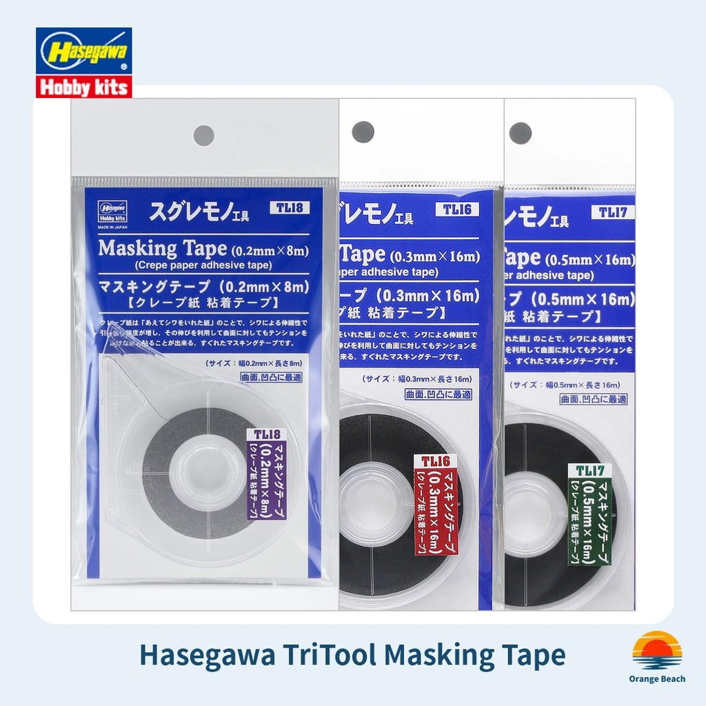 Hasegawa TriTool Masking Tape TL18/TL16/TL17/Fita Crepe para Pintura de Modelos/0.2 0.3 0.5mm