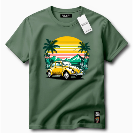 Camiseta Masculina Com Estampa Retrô Fusca Vintage Tecido Premium 100% Algodão