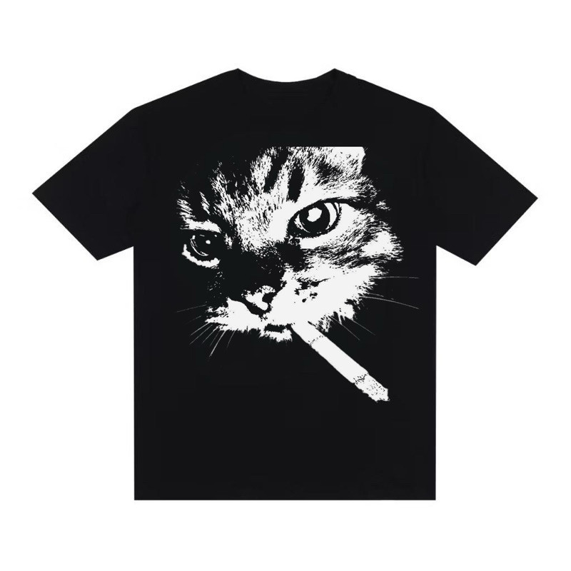 Camiseta Streetwear Gato Fumando Retro Cat Skatista Y2K