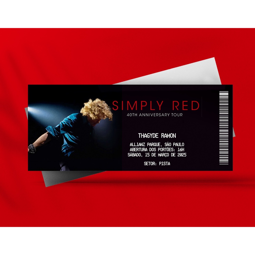Ingresso Holográfico Personalizado Simply Red - 40th Anniversary Tour