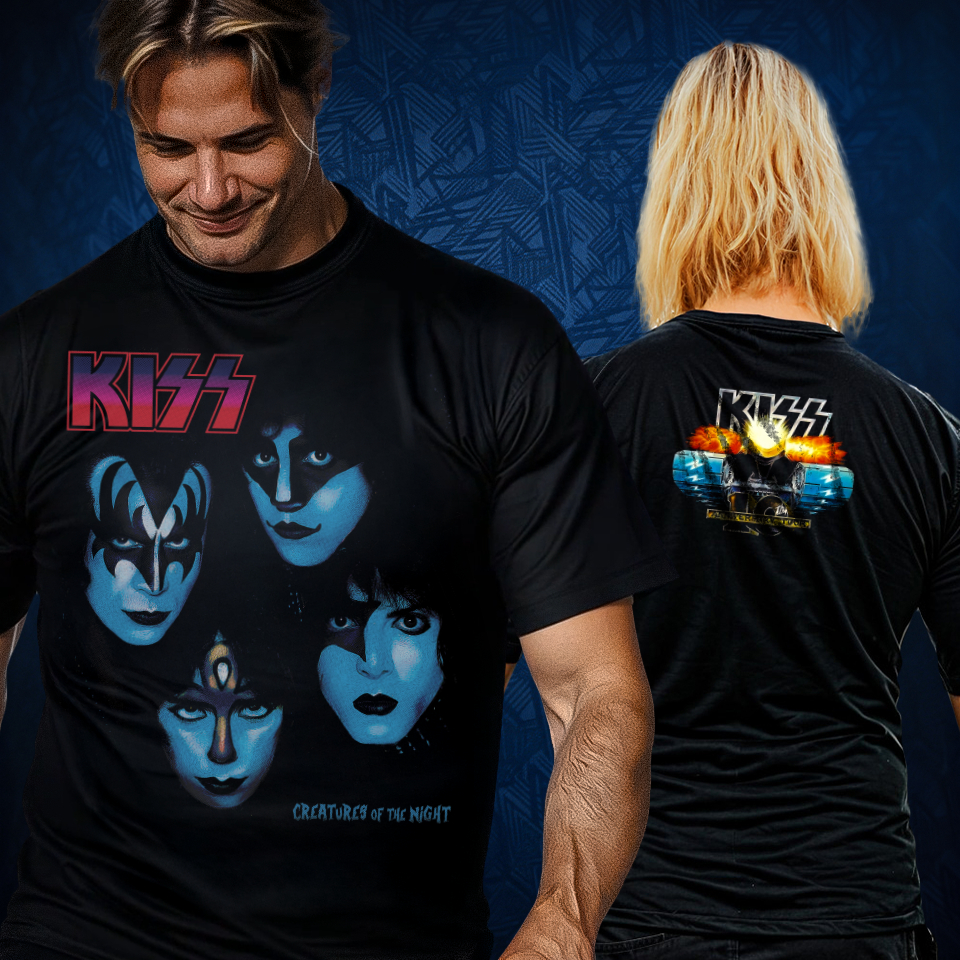 Camiseta Kiss 100% ALGODÃO Blusa Creatures of the Night 40th Anniversary Gene Paul Eric Vinnie Camisa Sua Ideia Md 0015