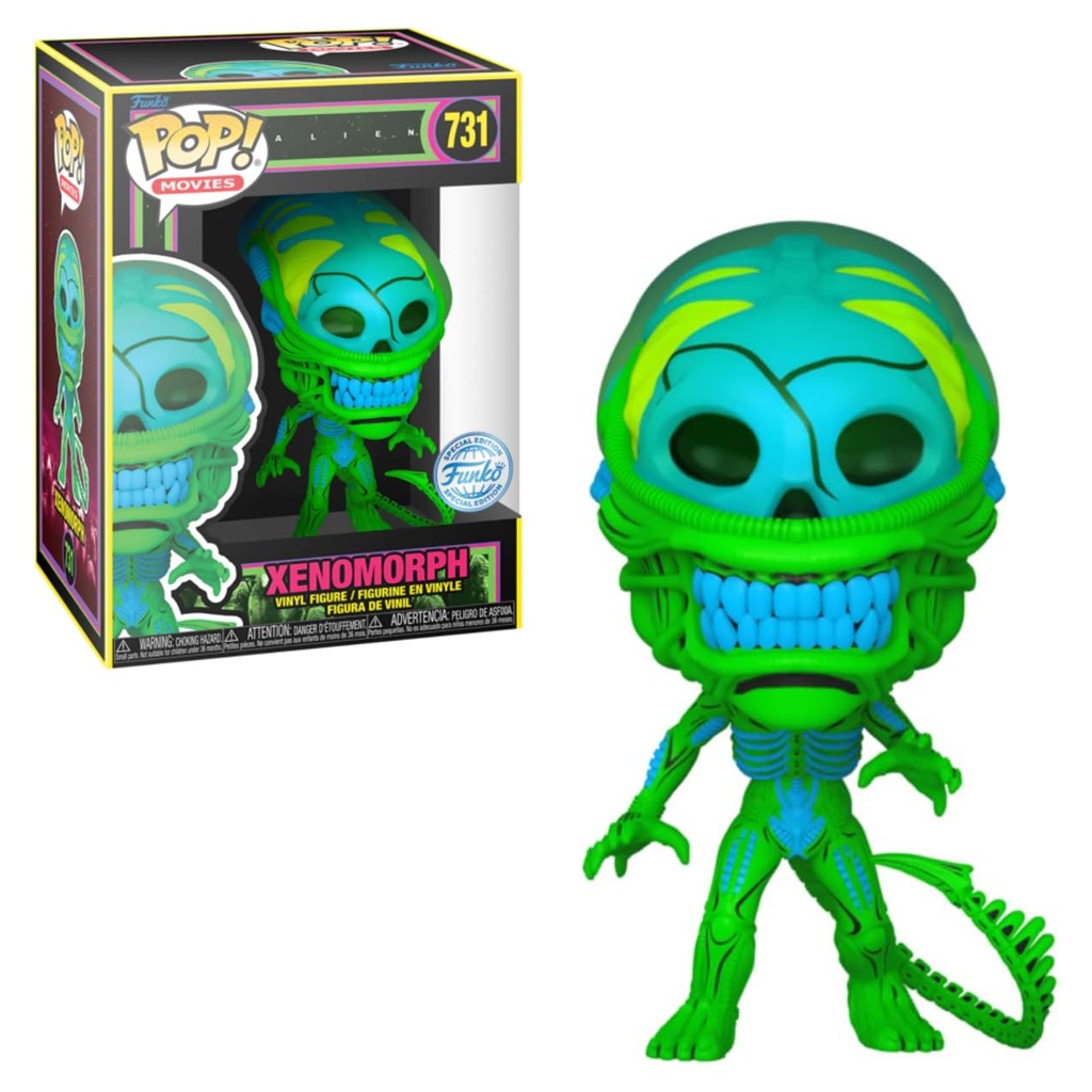FUNKO POP MOVIES ALIEN 40TH ANNIVERSARY EXCLUSIVE - XENOMORPH 731 (BLACKLIGHT) NOVO ORIGINAL