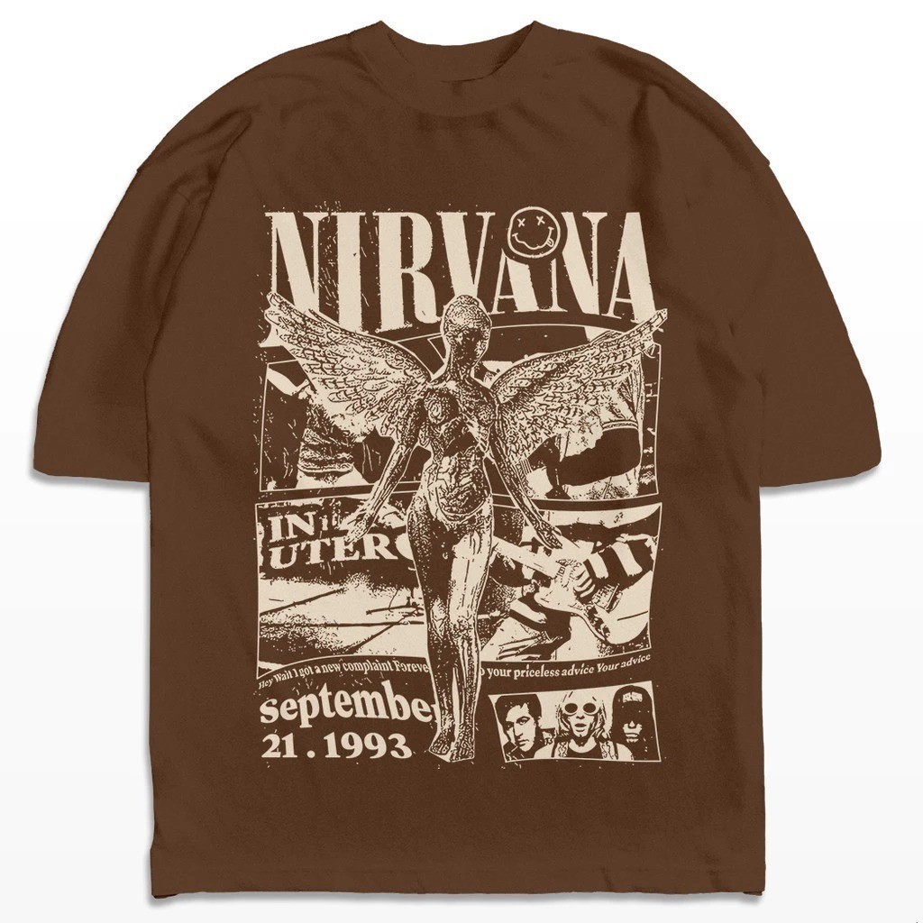 Camiseta Nirvana 1993 Vintage Banda Rock Streetwear Harajuku Aesthetic Camisa Unissex
