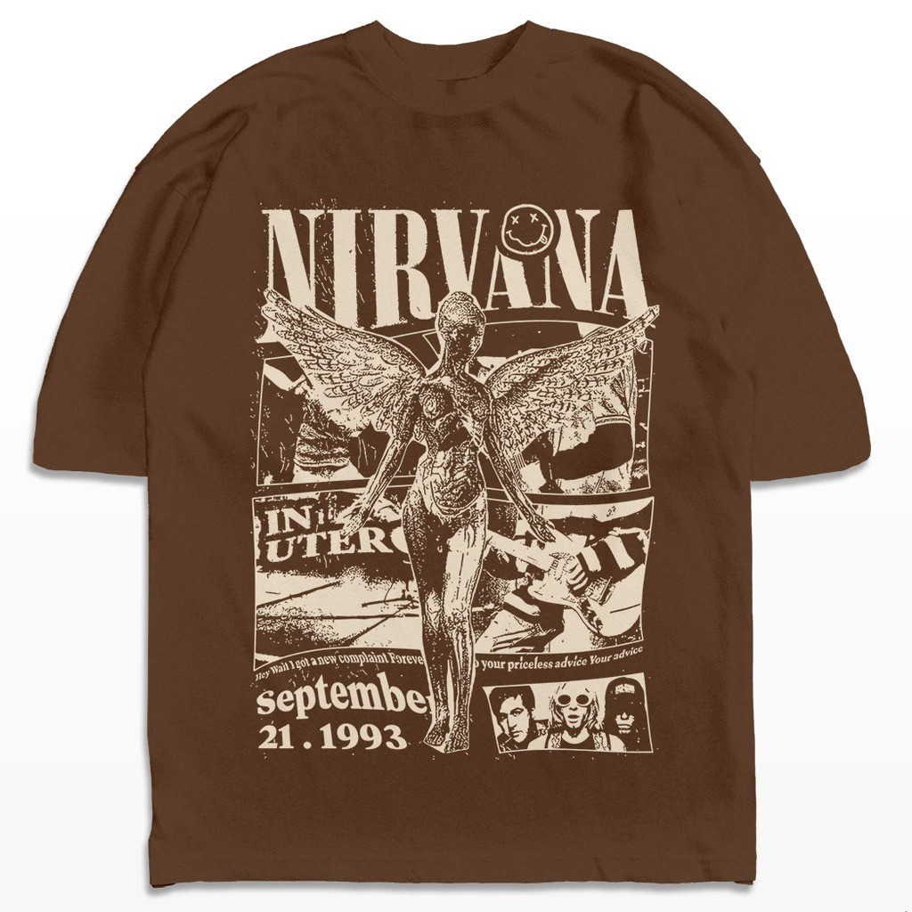 Camiseta Nirvana 1993 Vintage Banda Rock Streetwear Harajuku Aesthetic Camisa Unissex