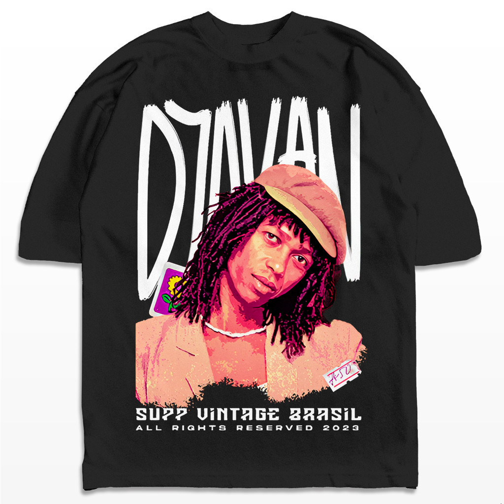 Camiseta Premium em Algodão Puro Camiseta Oversized Djavan MPB Cantor Artista Streetwear Harajuku Aesthetic Camisa