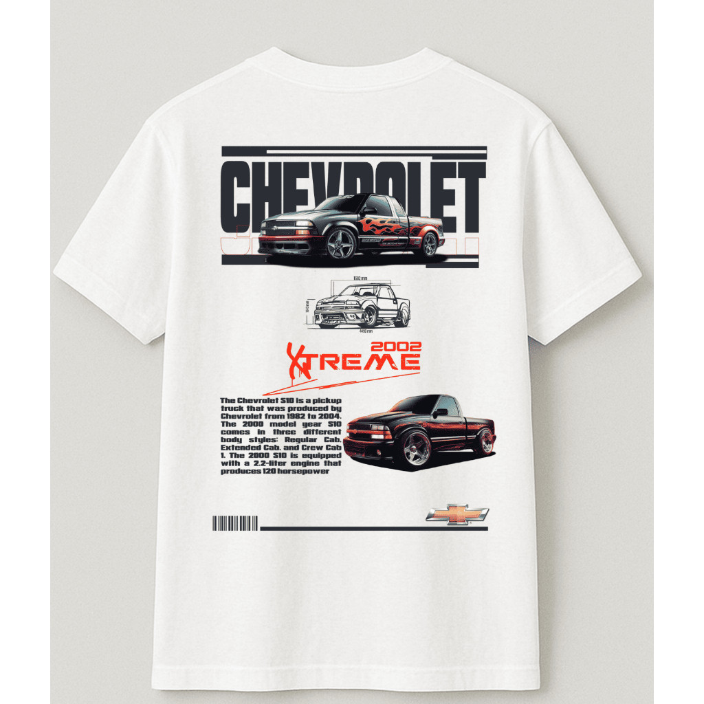 Camisa Camiseta Chevrolet S10 Xtreme 2002 Estampada Masculina – Camisa Carros Pickup Vintage Custom