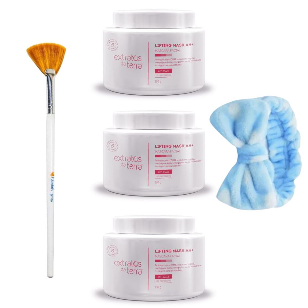 Kit 3 Máscaras Facial Prof Lifting Mask Ah+ 180g Extratos Da Terra