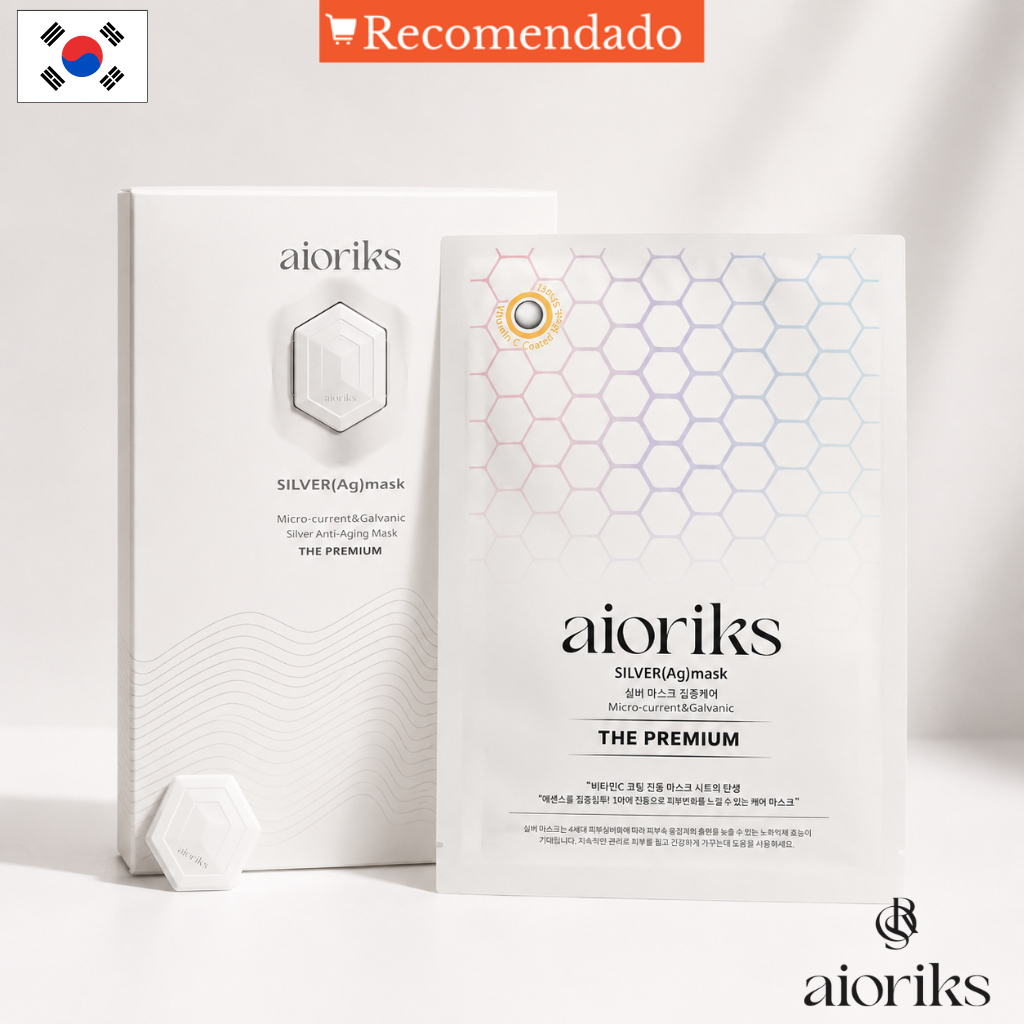 Máscara Facial Coreana com Dispositivo de Microcorrente | Kit 8 Máscaras AIORIKS Skincare