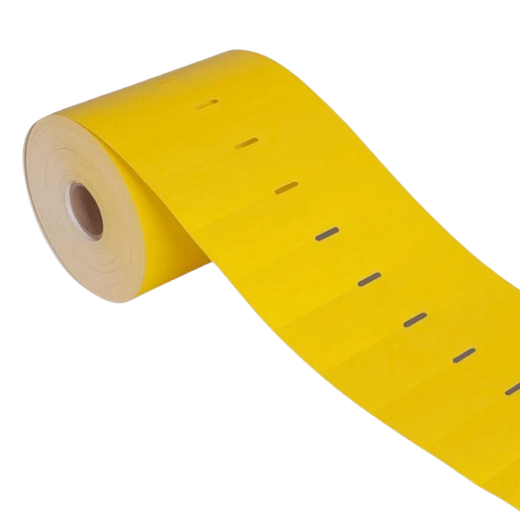 Kit 30 Tag Gôndola Cartão 90x30x30m Amarelo Com Fenda Central Para Impressora