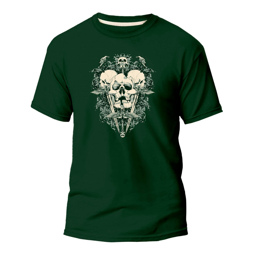 Camiseta Basica Algodão Premium Estampa Digital Crânio White