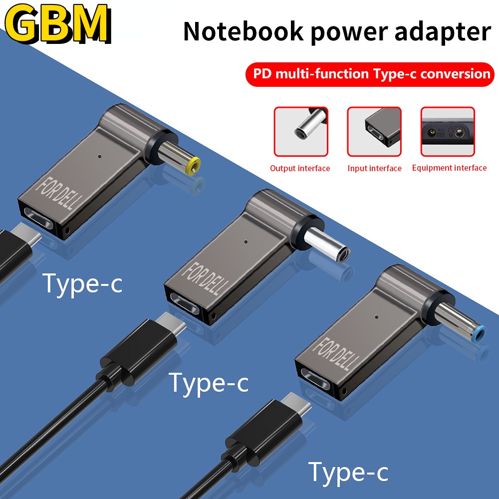 100W PD Spoof Plug Laptop Power Charger Conector Conector Adaptador PD 100W 5A USB Type-C Fêmea para DC macho para HP / Lenovo / DELL
