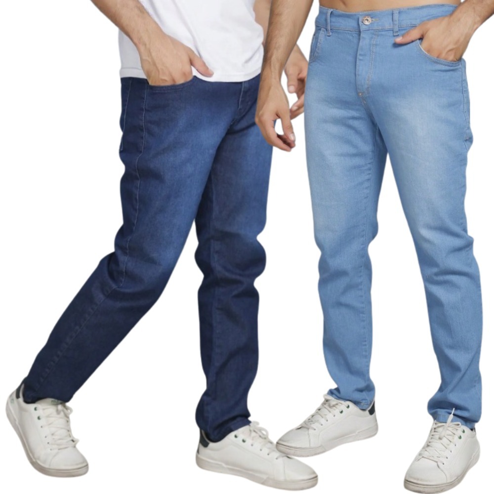 Calças Jeans Masculina Slim com Elastano – Kit Completo