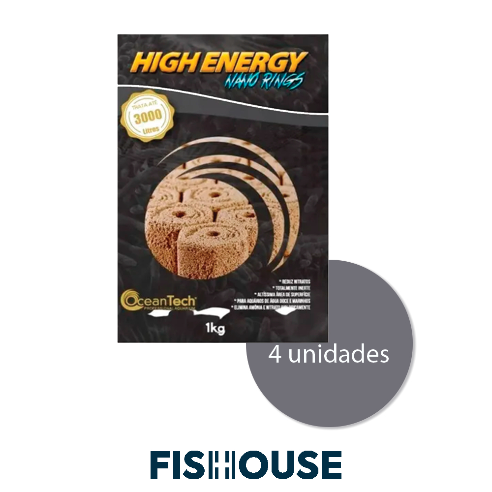 Combo -Mídia biológica - Nano Rings High Energy (1Kg -4 caixas) - OceanTech