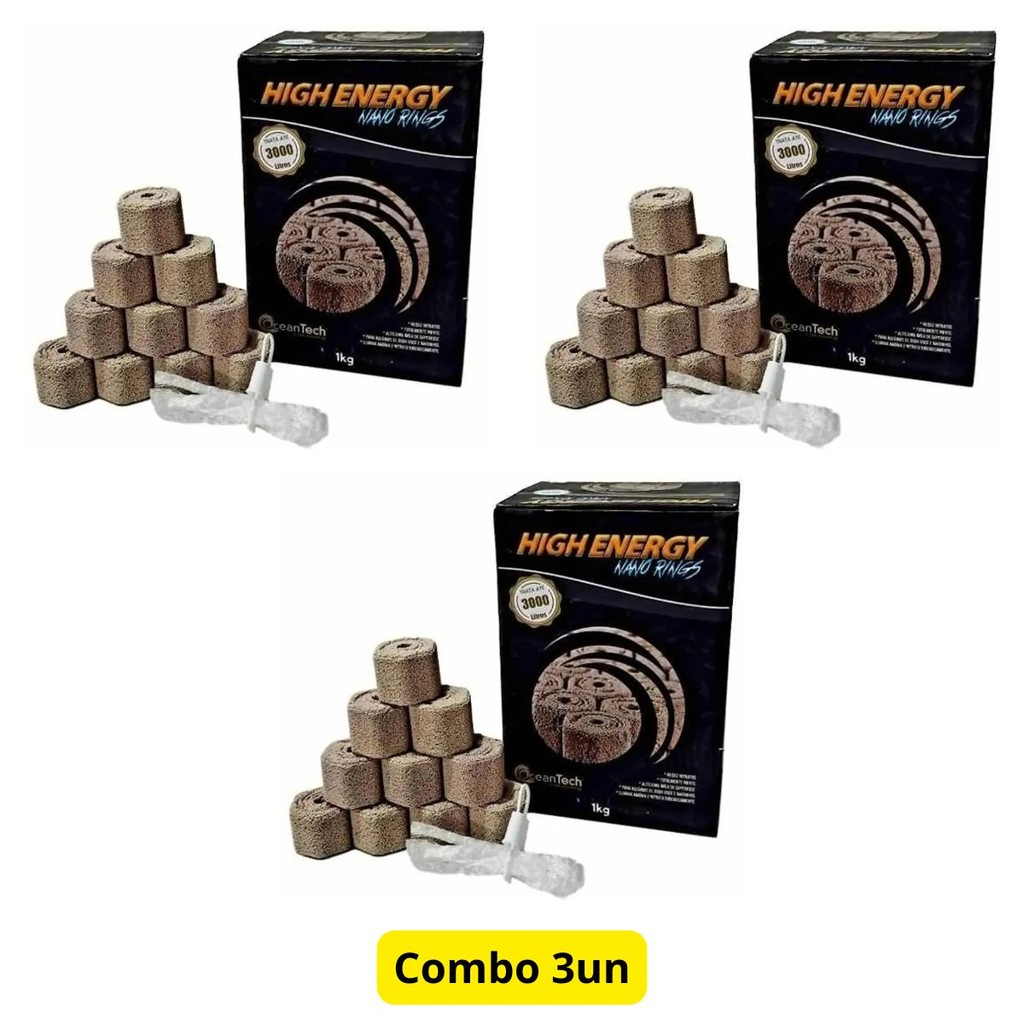 3 Caixas Nano Rings High Energy 1kg Midia Cerâmica Filtrante Para Aquários Lagos E Fontes Ocean Tech