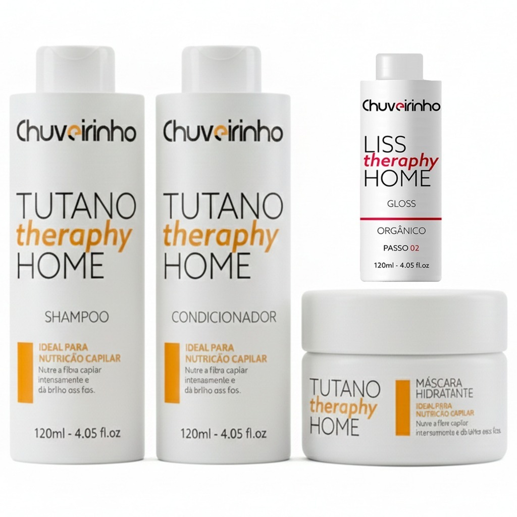Kit Gloss Orgânico Capilar Alisante Chuveirinho +  Tutano Therapy Home & Liss Therapy Home
