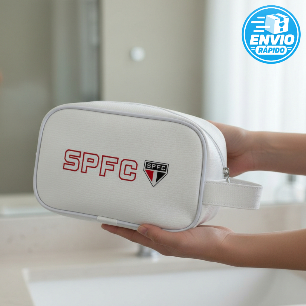 Necessaire Sao Paulo FC Tricolor Branca Com Ziper