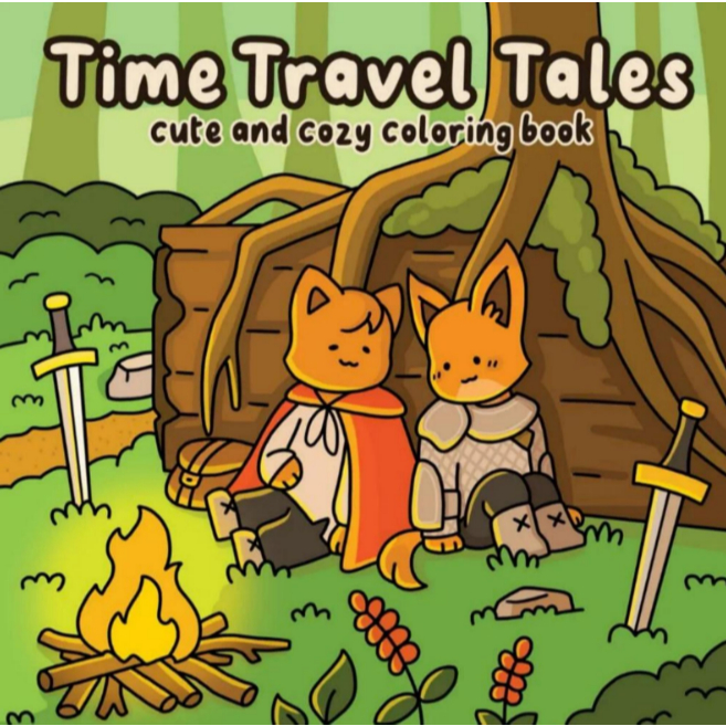 Kit 30 Desenhos de Time Travel Tales Para Colorir (Folhas Soltas) Folha A4