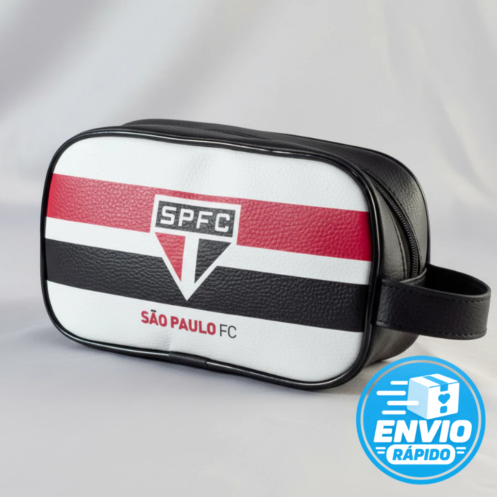 Necessaire Sao Paulo FC Tricolor Poliester Com Ziper