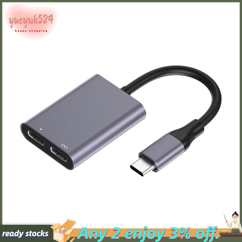 PD Carregamento Rápido 2 Em 1 USB C AR Óculos Docking Hub Com Portas Duplas Para Tablets E Smartphones Cinza