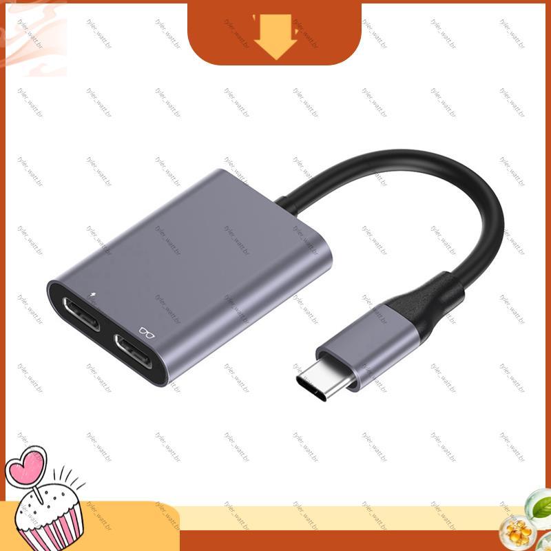 [tyler_w] PD De Carregamento Rápido 2 Em 1 USB C AR Óculos Docking Hub Com Portas Duplas Para Tablets E Smartphones Cinz