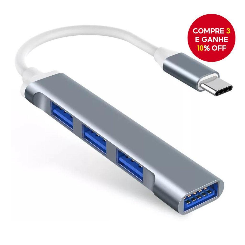 Adaptador USB-C Multiportas 4 em 1 - Expansão para Notebooks, Smartphones e Tablets, Design Compacto
