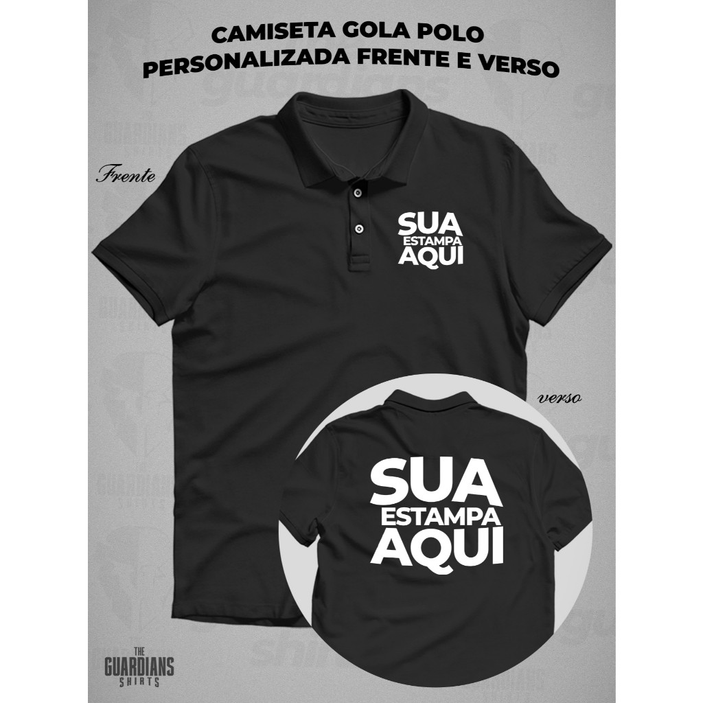 Polo Gráfico Personalizado Custom Estampa Frente Verso Gola Polo Roupa Grupo Empresa Casual Algodão