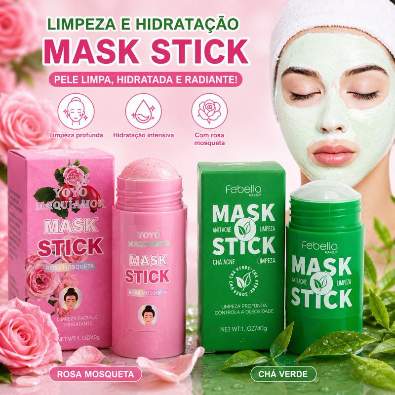 Máscara Facial em Bastão Chá Verde Mask Stick Limpeza Facial Controle da Oleosidade 40g