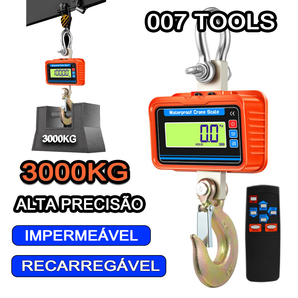 Balança Digital De Gancho 3000 Kg Portátil Pesca Mercado