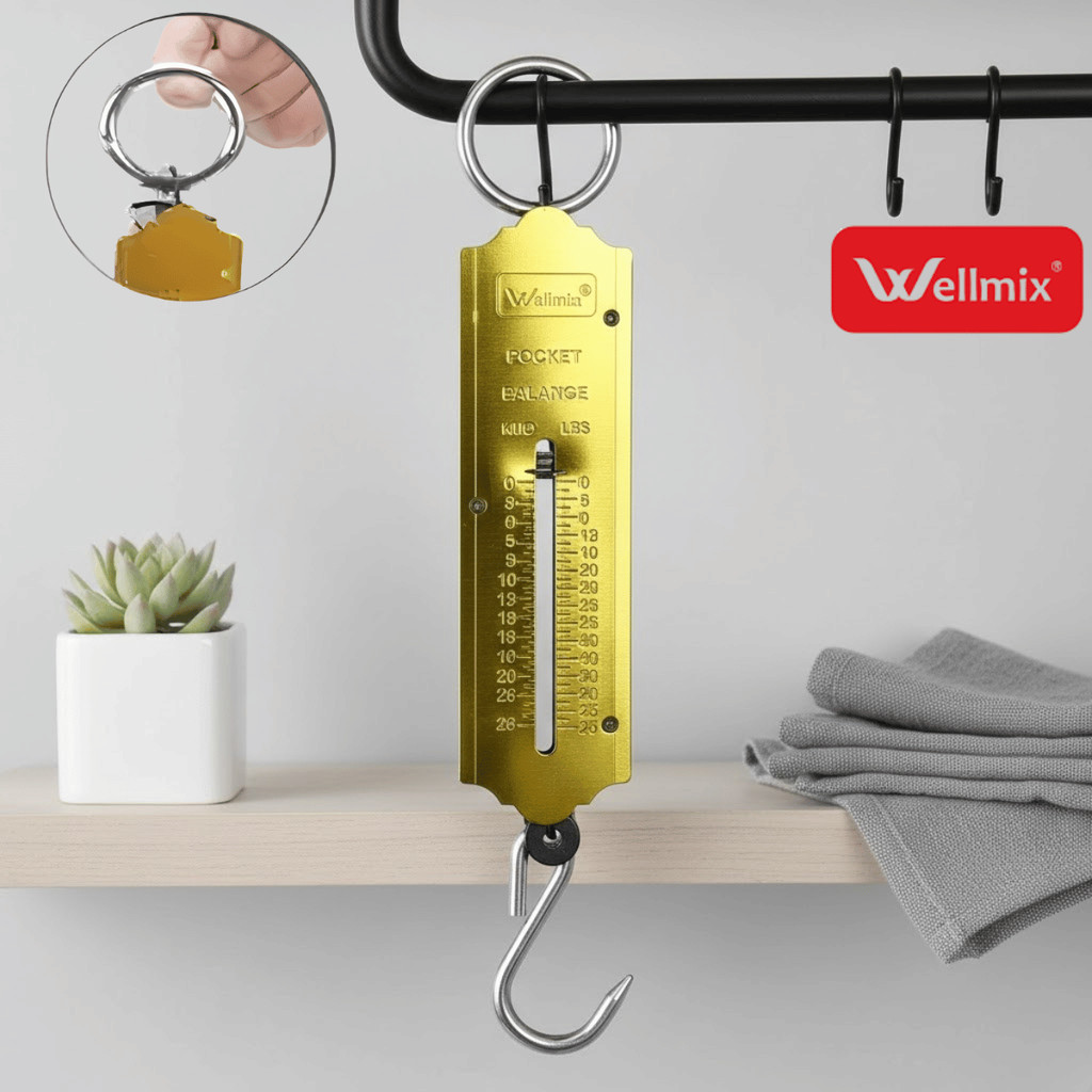 Balança Analógica Portátil 25kg - Wellmix / Pesagem Bagagem Cozinha Feira Precisão