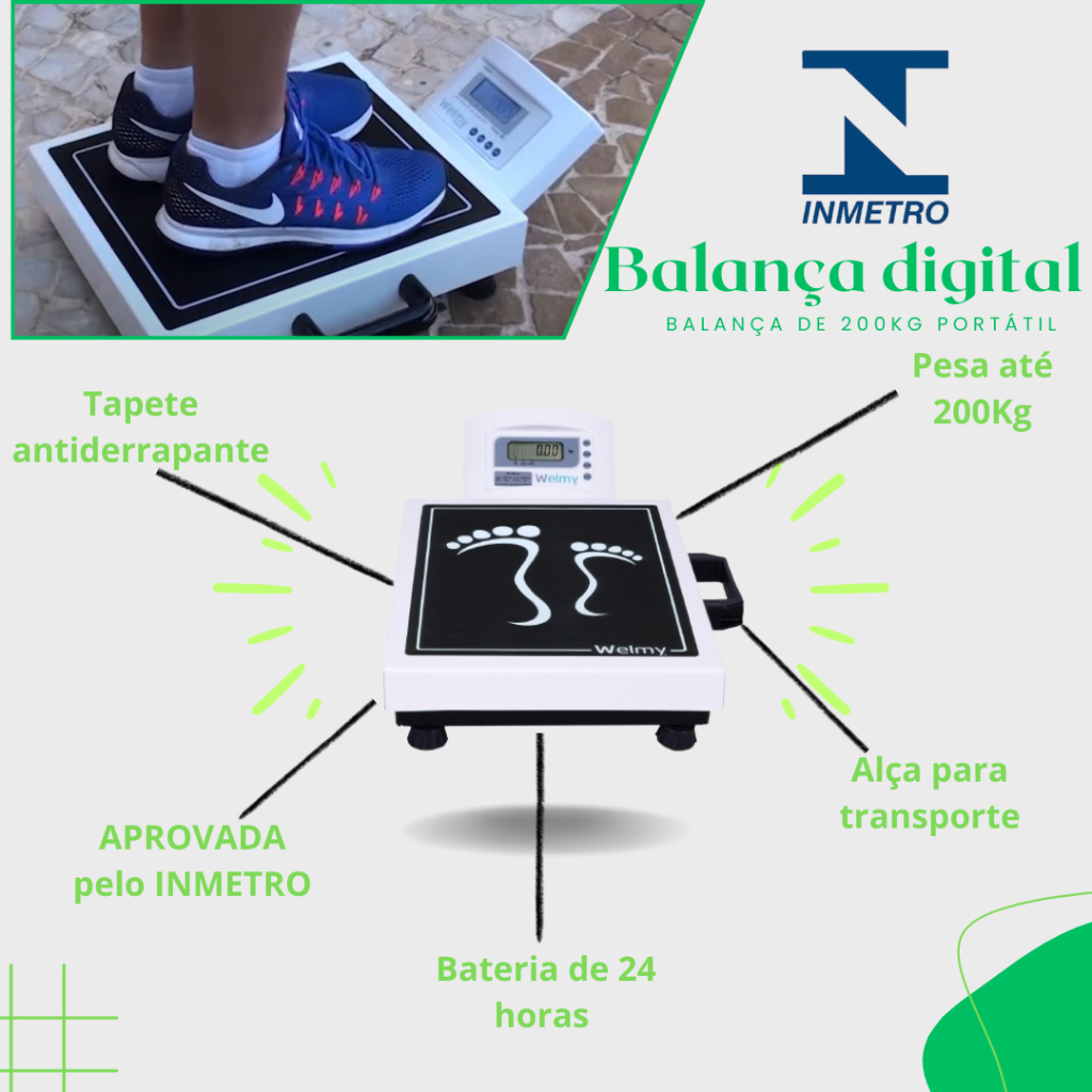 Balanca Digital Profissional Portatil 200kg/50g W200m Welmy