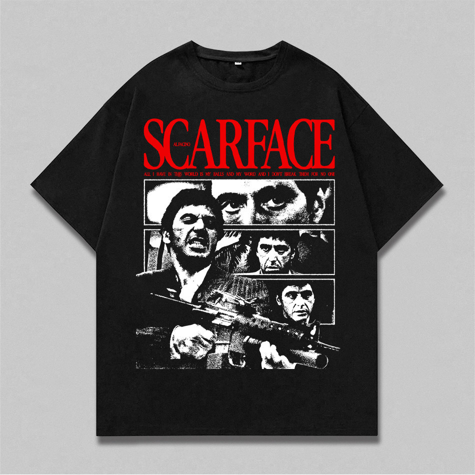 Camiseta Scarface Alpacino Filme Crime Cinema Harajuku Aesthetic Camisa