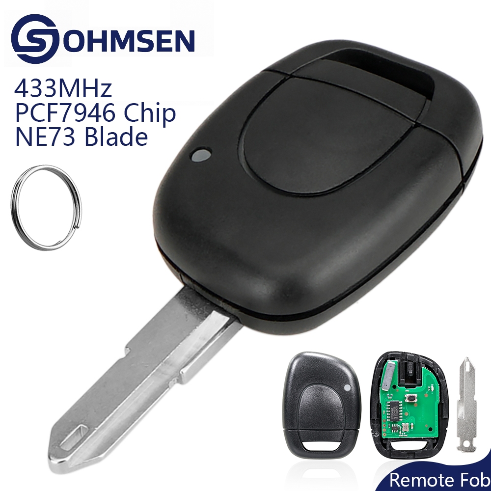 Chave Remota 433Mhz PCF7946 ID46 1 Botão Renault Clio Megane Kangoo Master Twingo OHMSEN