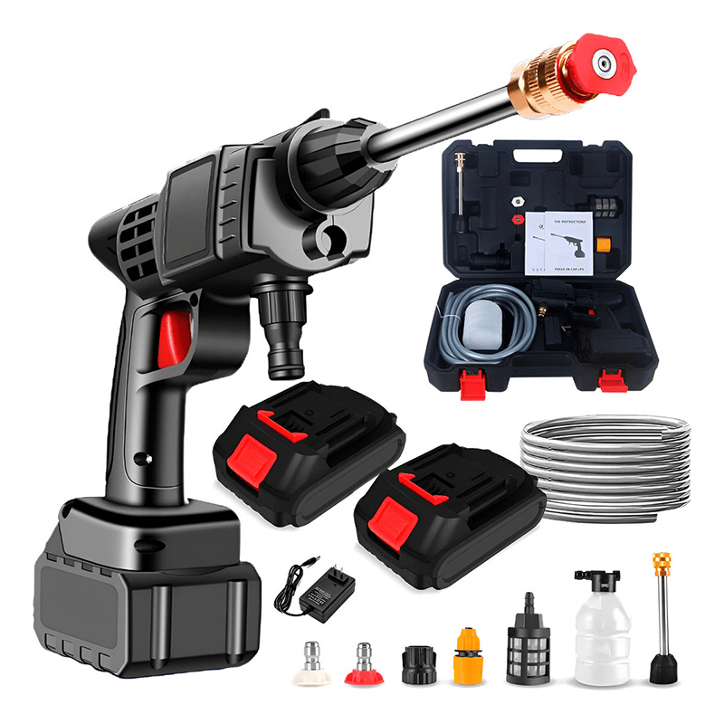 High Pressure Washer Complete Kit with Case and Rechargeable Battery for Cars and Home Use