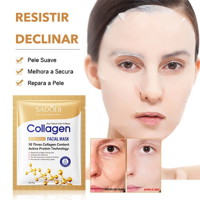 Máscara Facial Pepino Colágeno SADOER 100g - Hidrata, Suaviza, Nutre, Todos Tipos de Pele, Spa em Casa