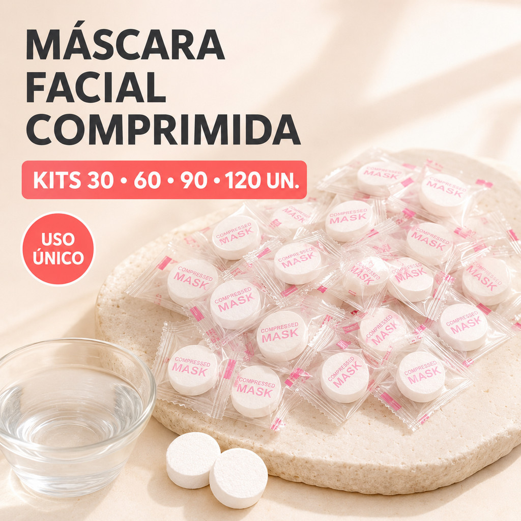 Kit 30/60/90/120 Máscaras Faciais Comprimidas Desidratadas Descartáveis para Skincare Spa