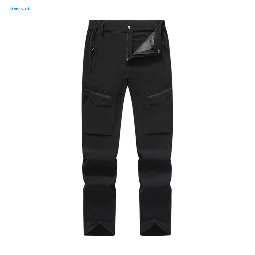 Pants Multiple Pockets Climbing Unisex Waterproof Quick-dry Wide Leg Loose Fit Travel Trousers with Multi Elastic Waist