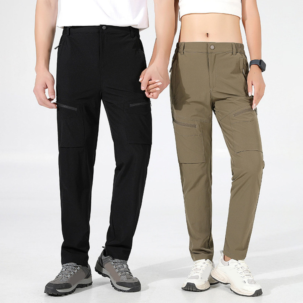 Regular Fit Leg Shape Pants Unisex Waterproof Quick-dry Climbing Wide Loose Travel Trousers with Multi Pockets Elastic W