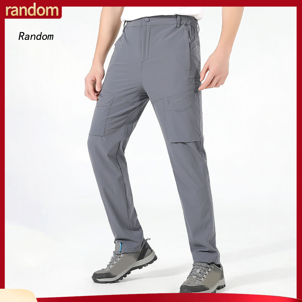 Multiple Pockets Climbing Pants Unisex Waterproof Quick-dry Wide Leg Loose Fit Travel Trousers with Multi Elastic Waist