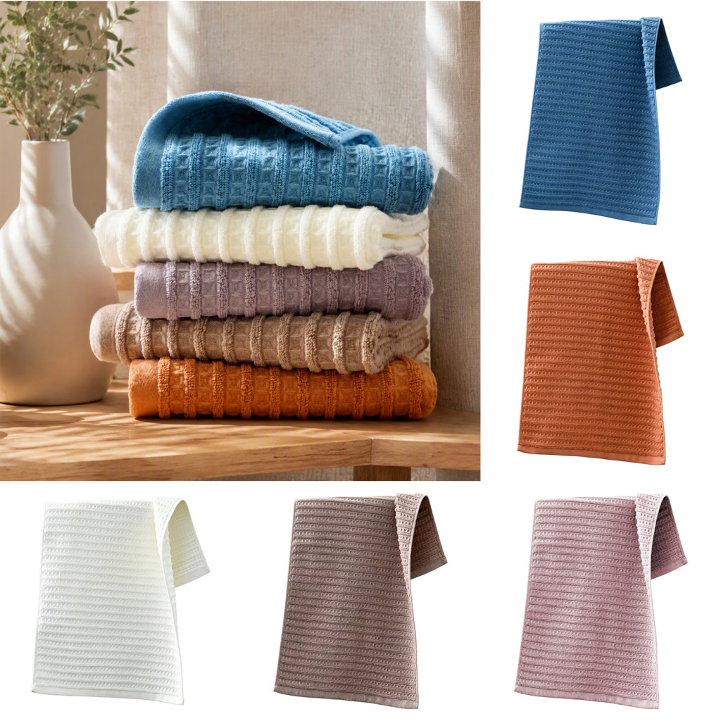 Cotton Waffle Bath Towel – Soft Absorbent Quick-dry Shower for Adults Perfect for Home Bathroom Travel Luxury Spa Qual