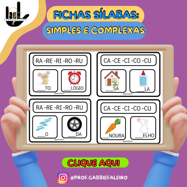 74 FICHAS- SÍLABAS SIMPLES E COMPLEXAS