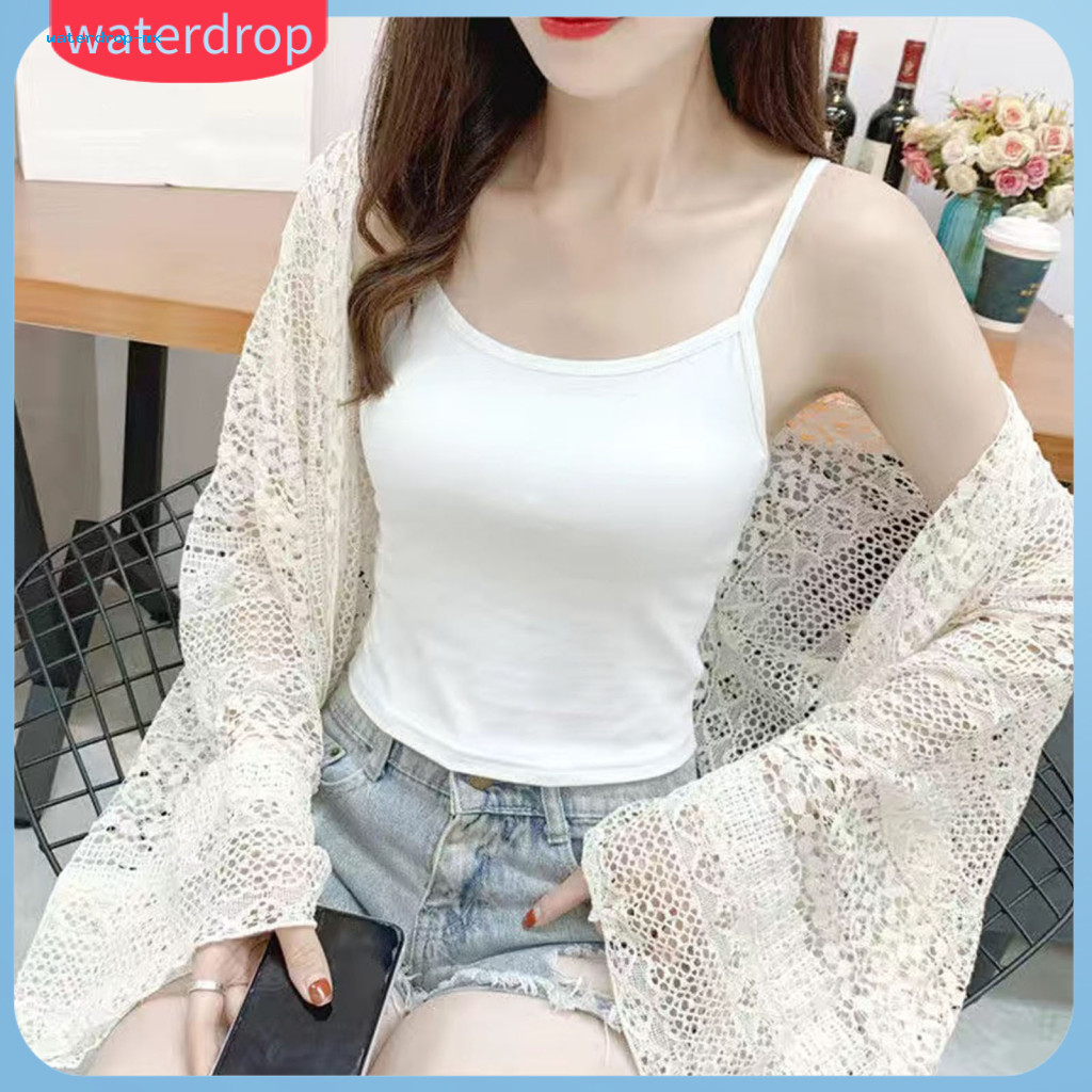 Women’s Summer Slim Fit Tank Top U-neck Vest with Lace Trim Lightweight Solid Color Camisole for Streetwear Breathable
