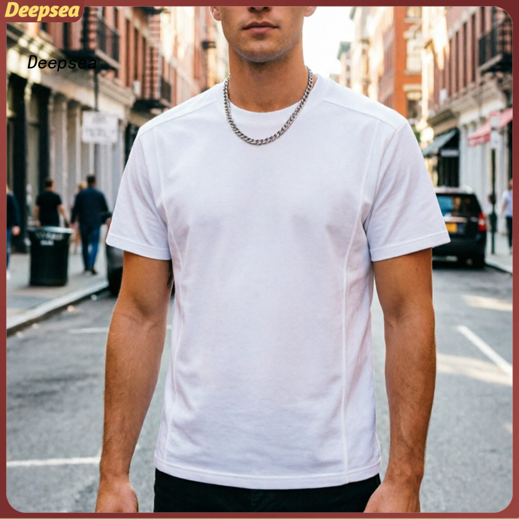 Men's Casual Crew Neck T-shirt Breathable Loose Fit Solid Color Tee Stylish Streetwear for Daily Life and Office Comfort